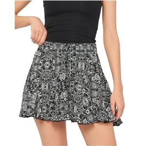 ZARA Floral Print Tiered Ruffle Miniskirt